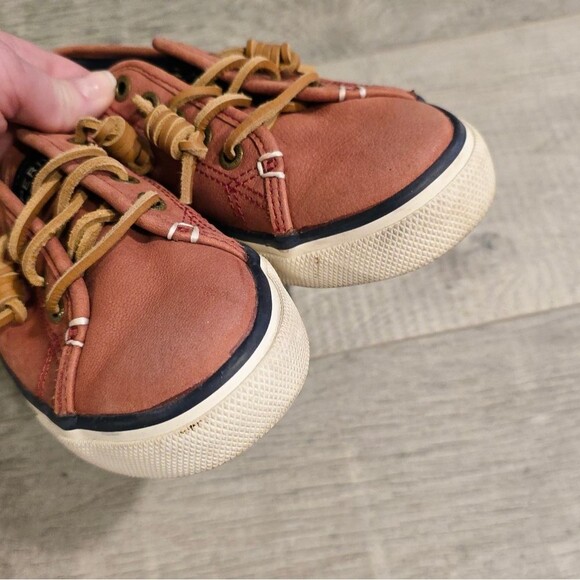NOT FOR SALE Sperry Seacoast Weathered Terracotta Leather Top sider Boat shoes 7 - Picture 3 of 8